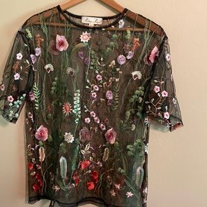 Penelope Project Sheer Floral Top Women's Large